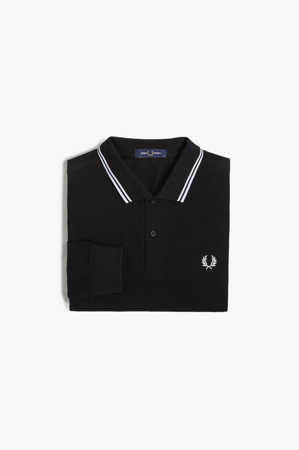 Fred Perry® Twin Tipped Long Sleeve Shirt — Black — folded