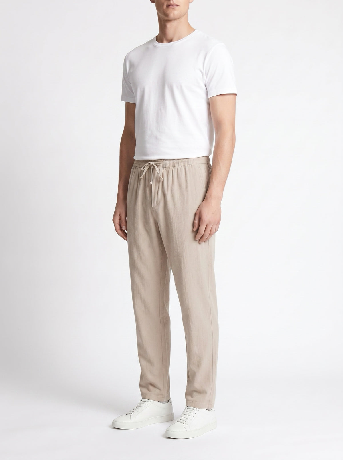 Zanzibar – Linen Pants — Beige — three-quarter view