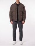 Winter Plaid Luxury Jacquard Down Jacket — Dark Brown — front view