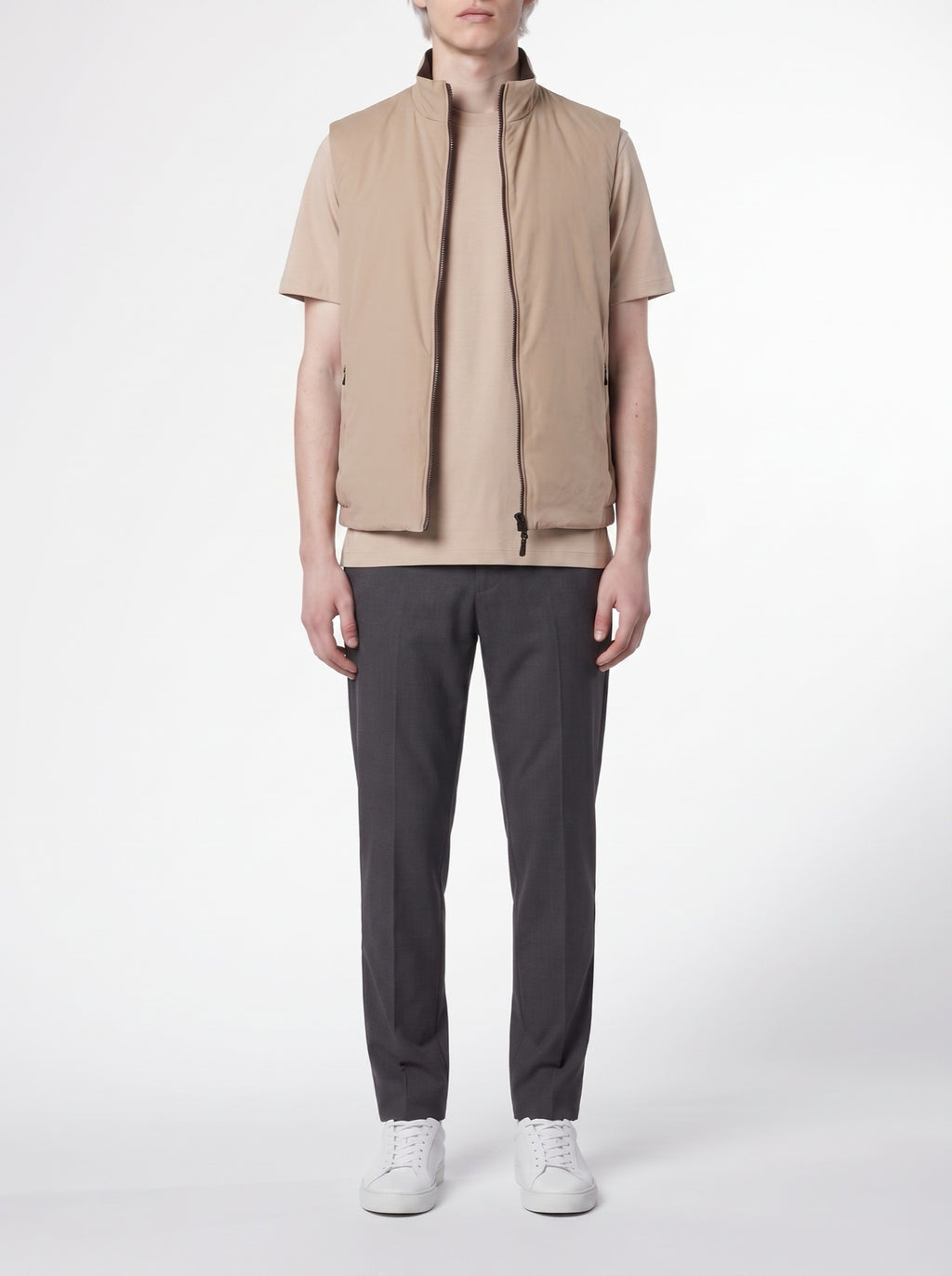 Reversible Vest – Ebony/Beige — Beige side