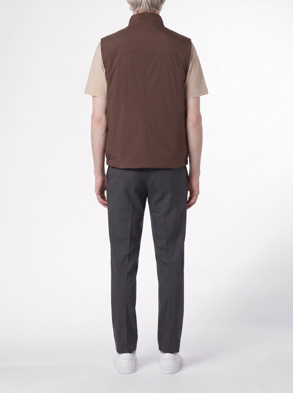 Reversible Vest – Ebony/Beige — back view