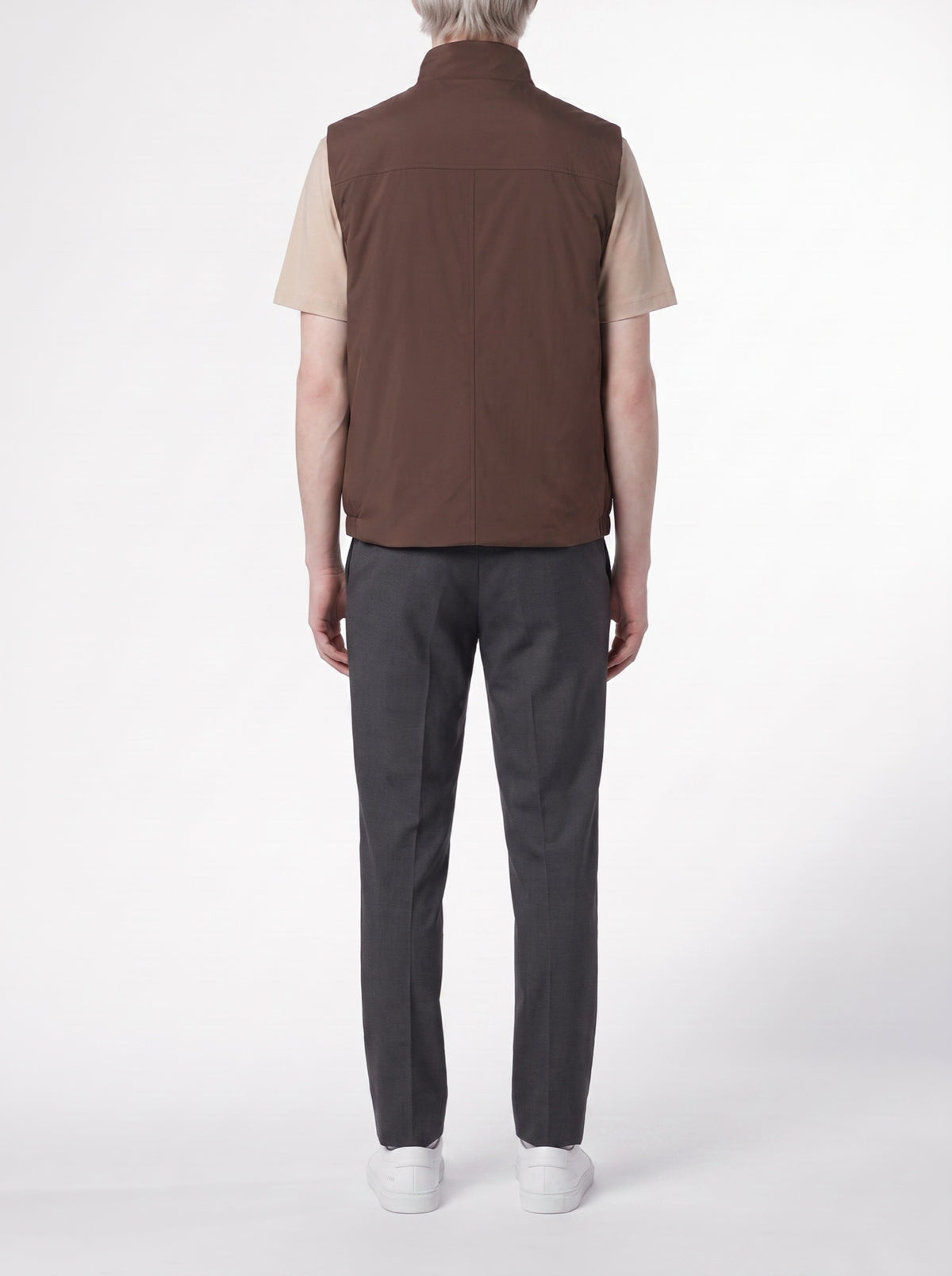 Reversible Vest – Ebony/Beige — back view
