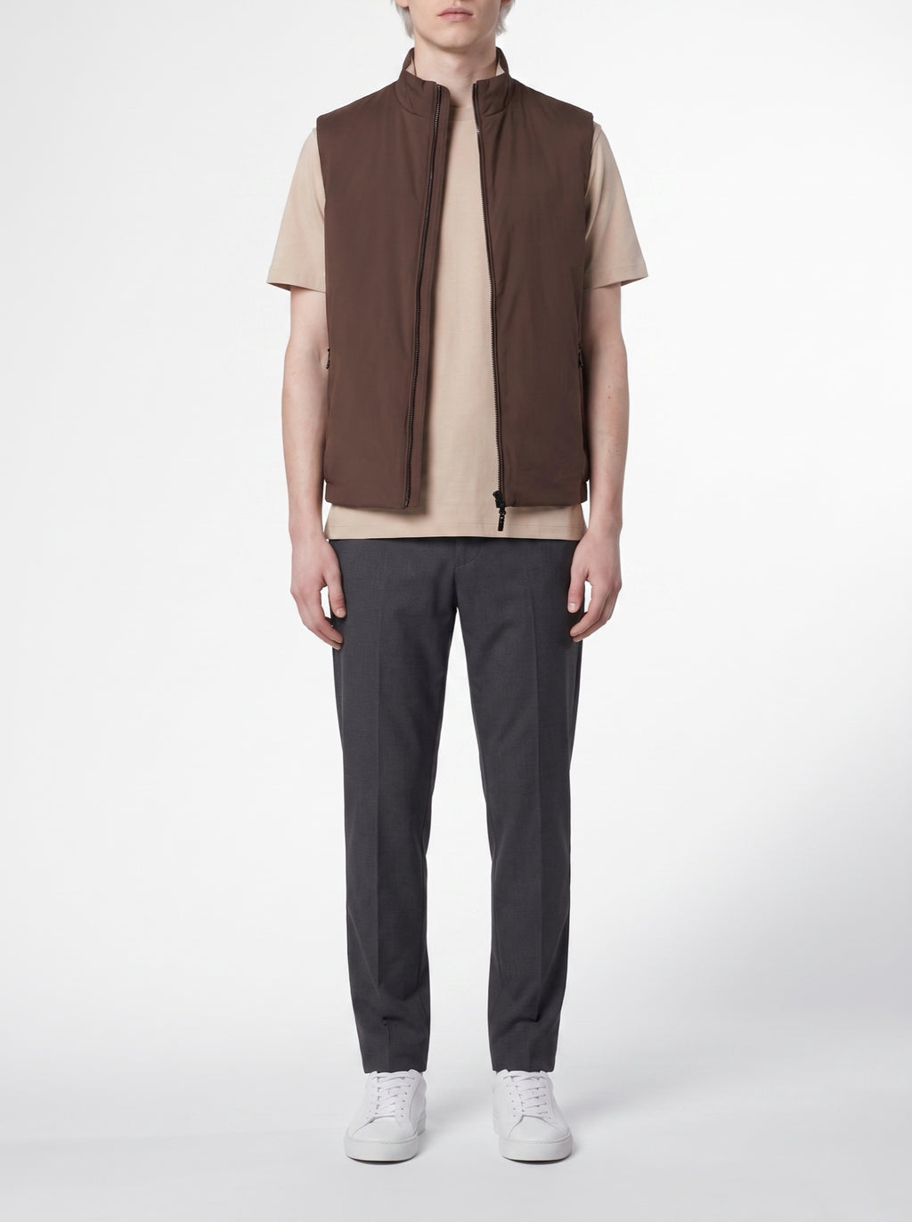 Reversible Vest – Ebony/Beige — front view