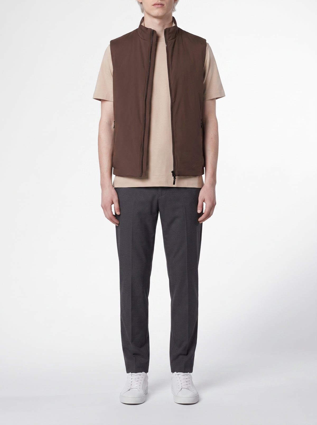Reversible Vest – Ebony/Beige — front view