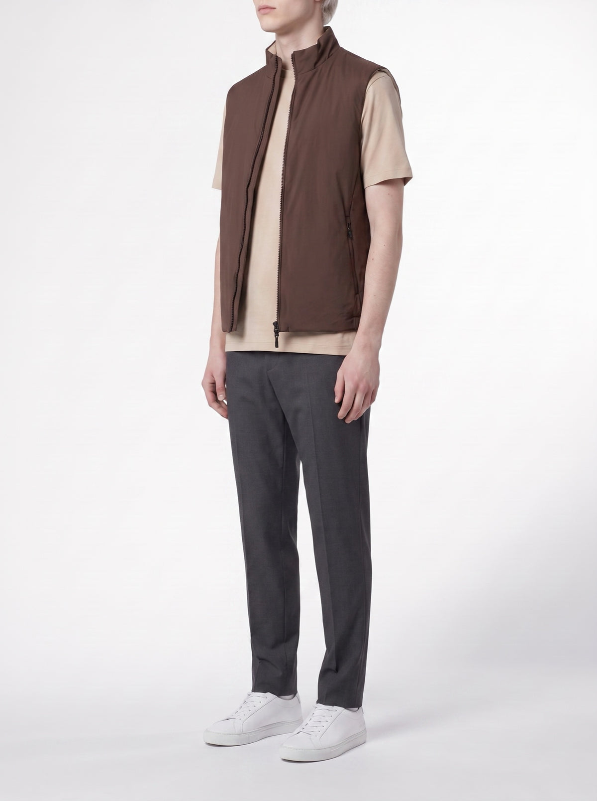 Reversible Vest – Ebony/Beige — three-quarter view