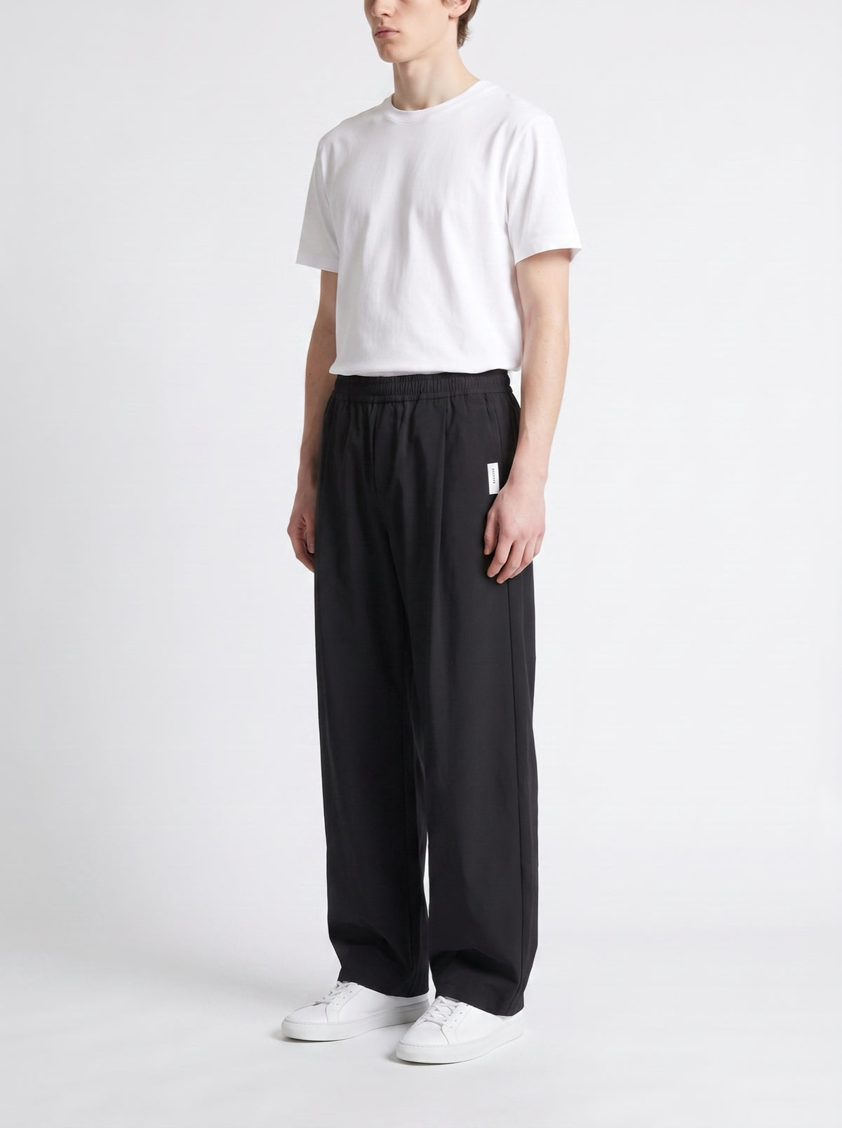 Urban Wide Pants — Black — three-quarter view