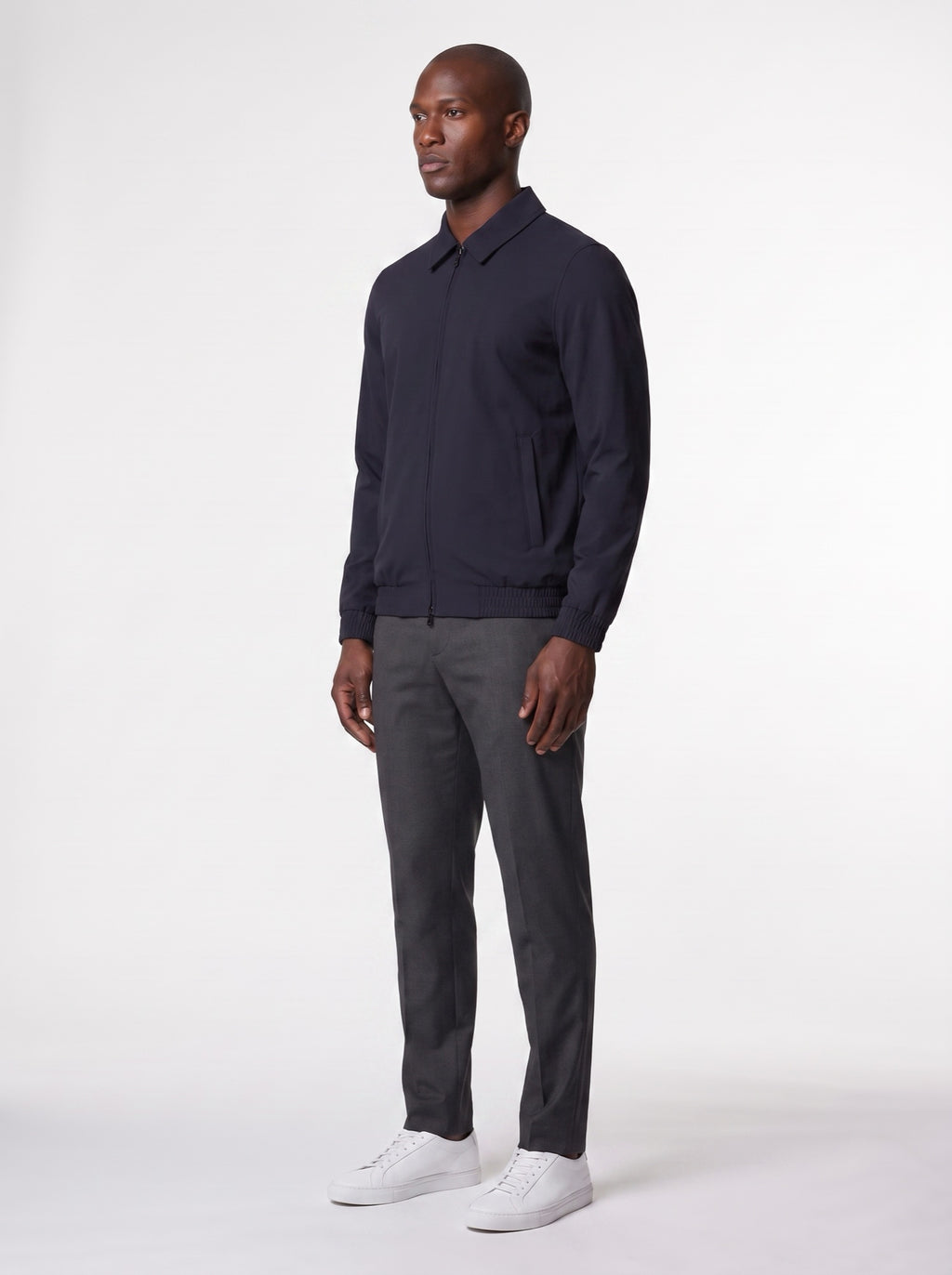 Tech Jacket – Navy Blue — three-quarter view