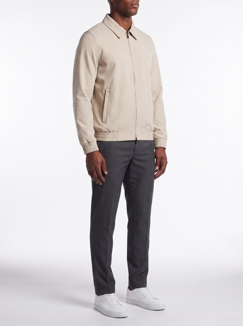 Tech Jacket - Beige — three-quarter view