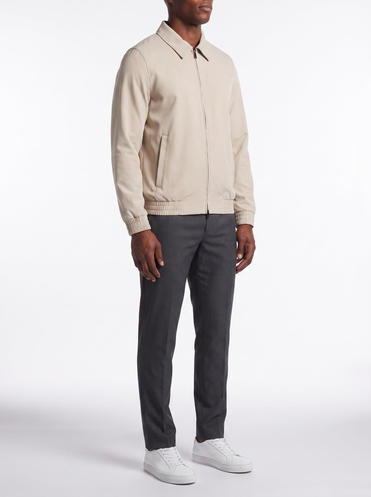 Tech Jacket - Beige — three-quarter view