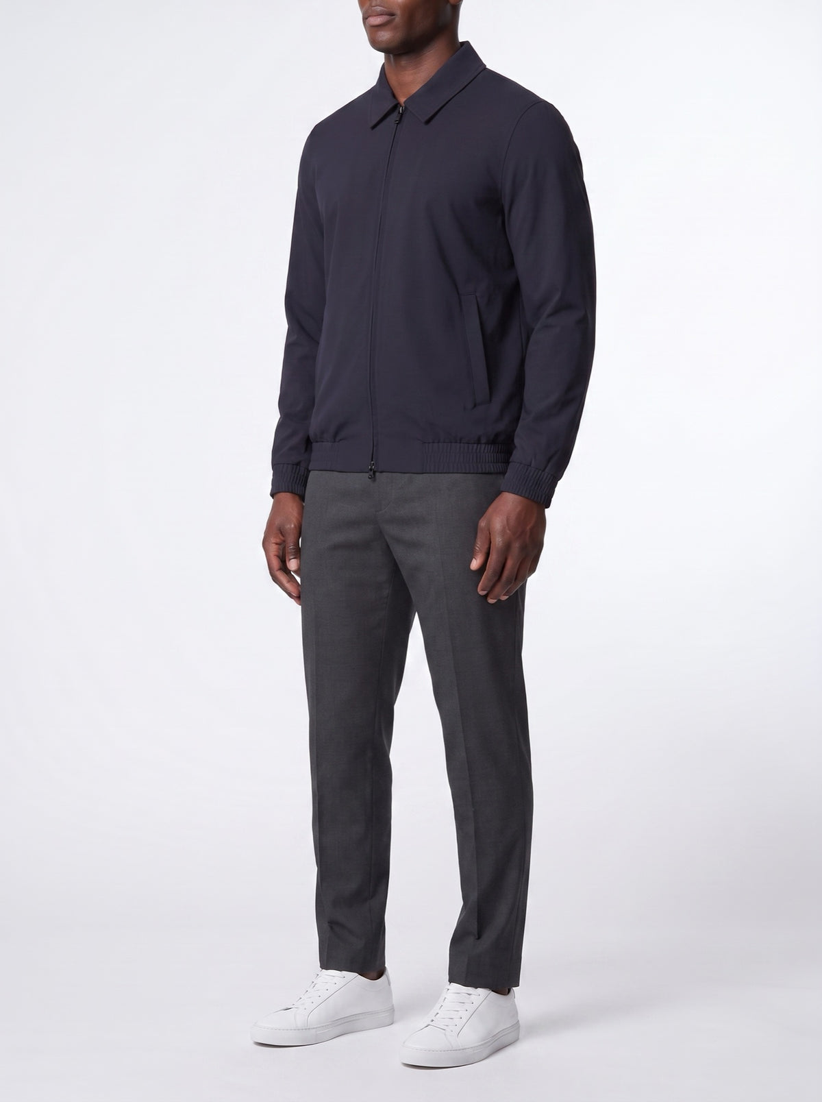 Tech Pants – Navy Blue — three-quarter view