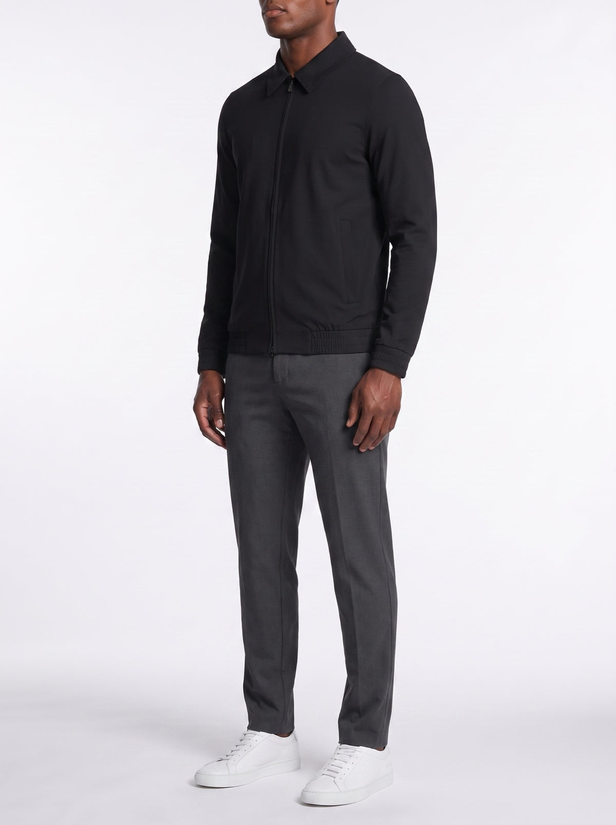 Tech Jacket - Black — three-quarter view