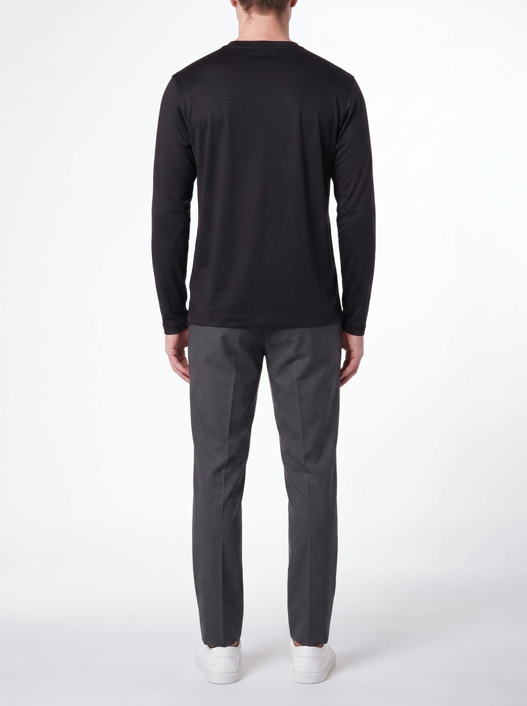 BLACK → Luxury Long Sleeve T‑Shirt – Black — back view