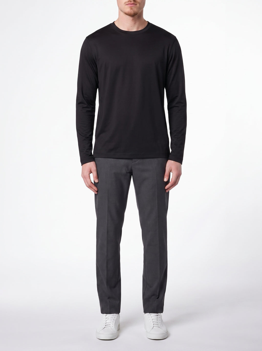 BLACK → Luxury Long Sleeve T‑Shirt – Black — front view