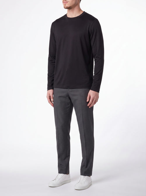 BLACK → Luxury Long Sleeve T‑Shirt – Black — three-quarter view