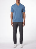 Dusty Blue Open Polo Shirt — front view