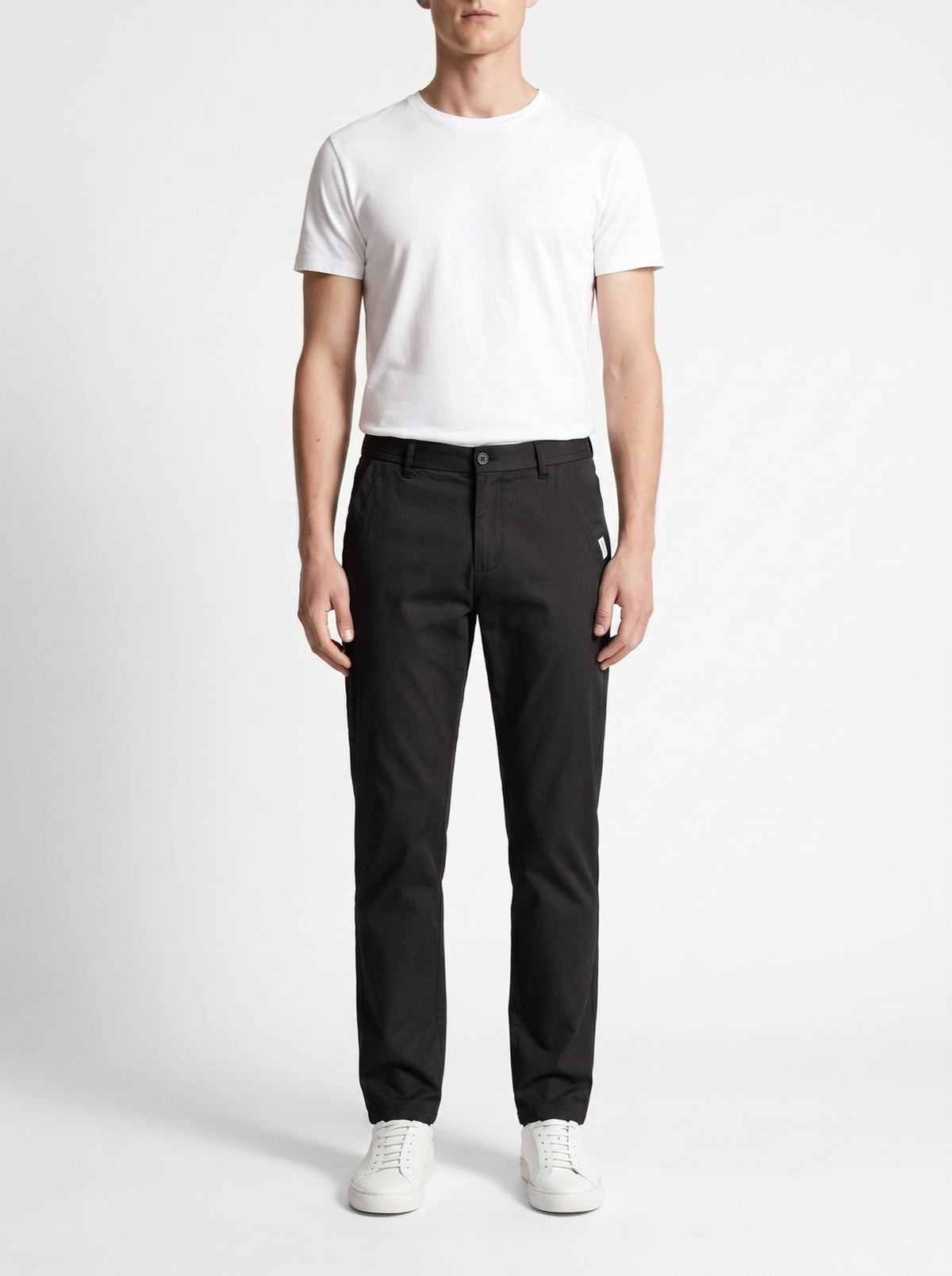 Slim Fit Pants in Pure Cotton — Black