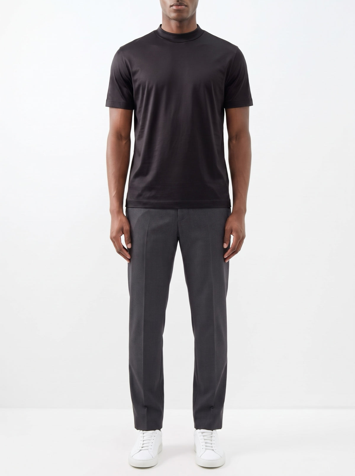 Shiny Crewneck T-Shirt — Black