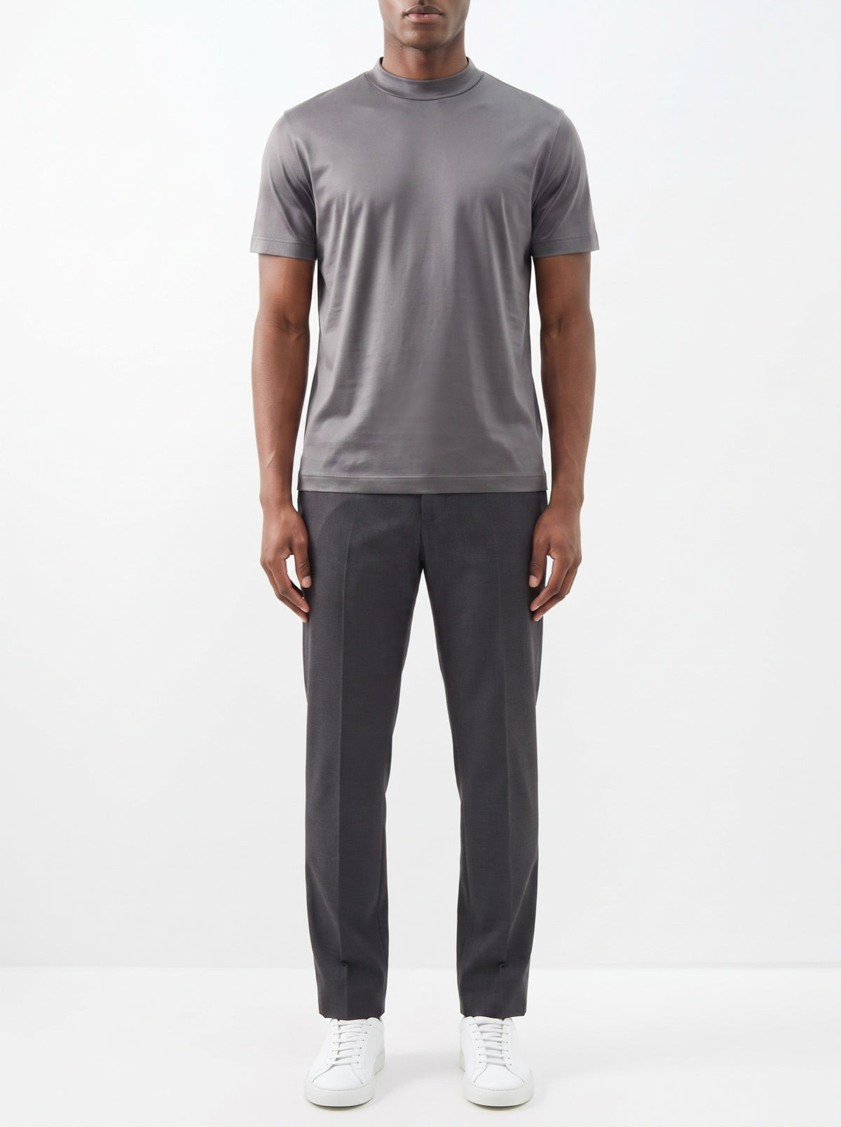 Shiny Crewneck T-Shirt — Gray