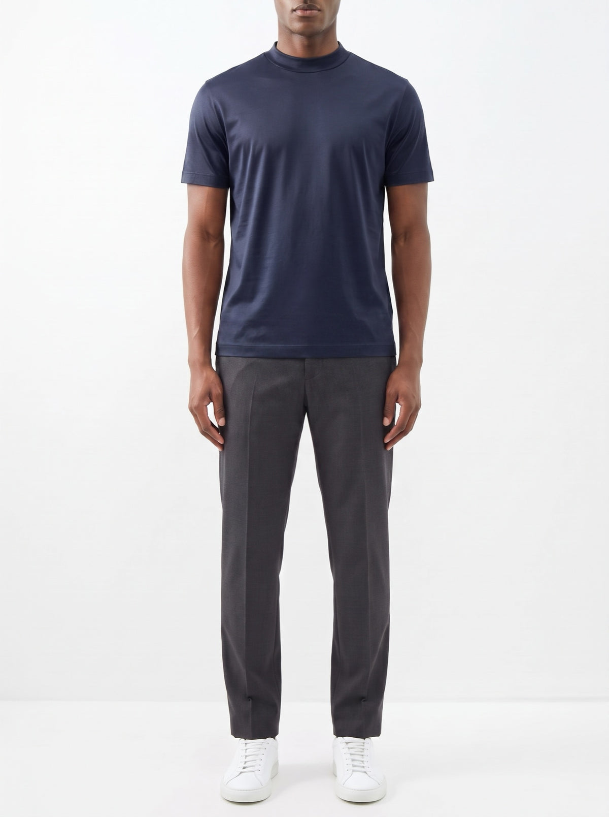Shiny Crewneck T-Shirt — Navy