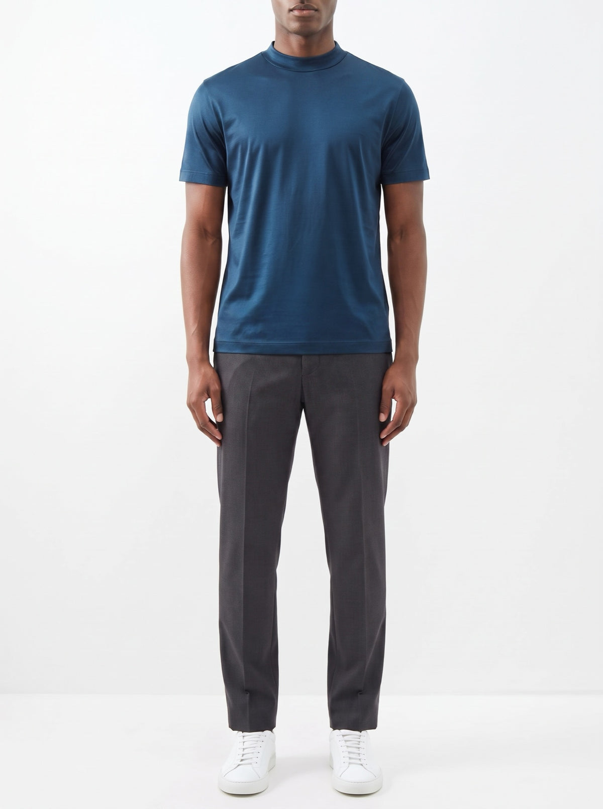 Shiny Crewneck T-Shirt — Ocean Blue