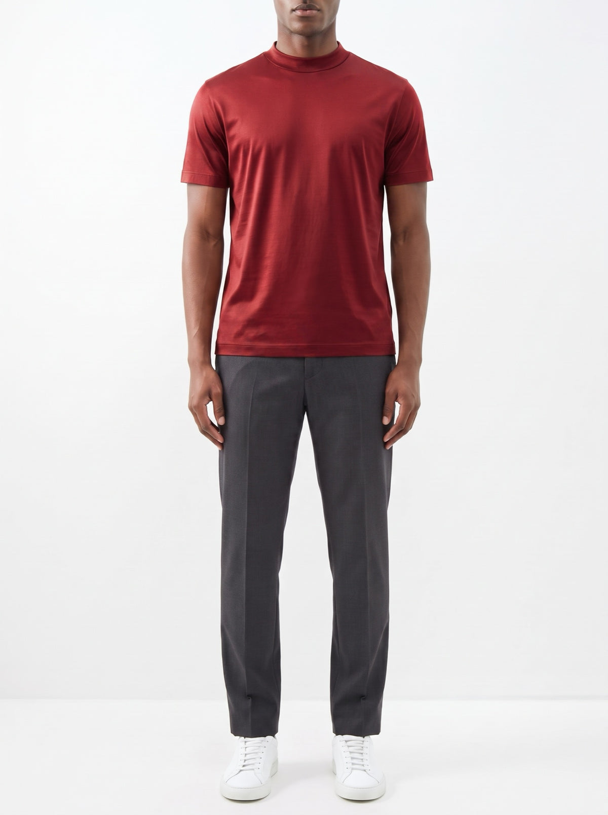 Shiny Crewneck T-Shirt — Red