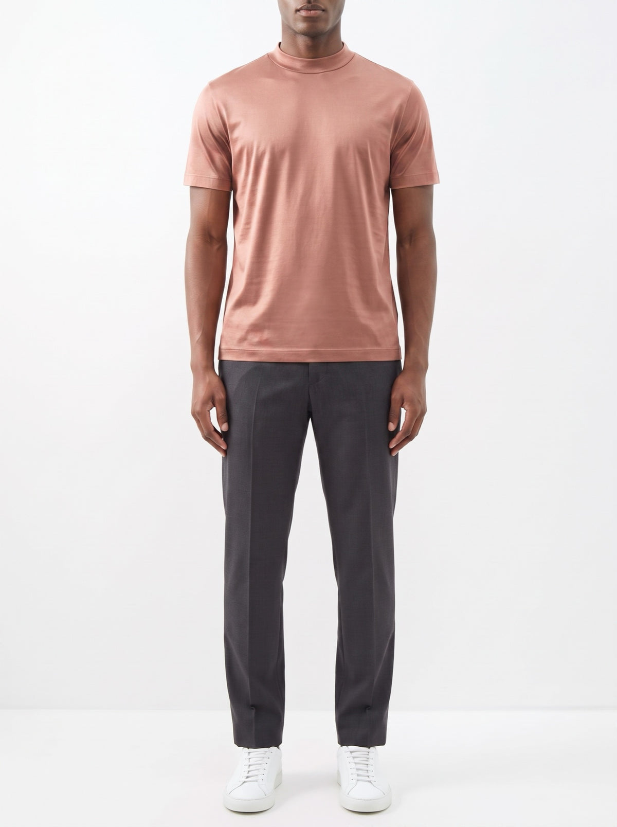 Shiny Crewneck T-Shirt — Rose Gold