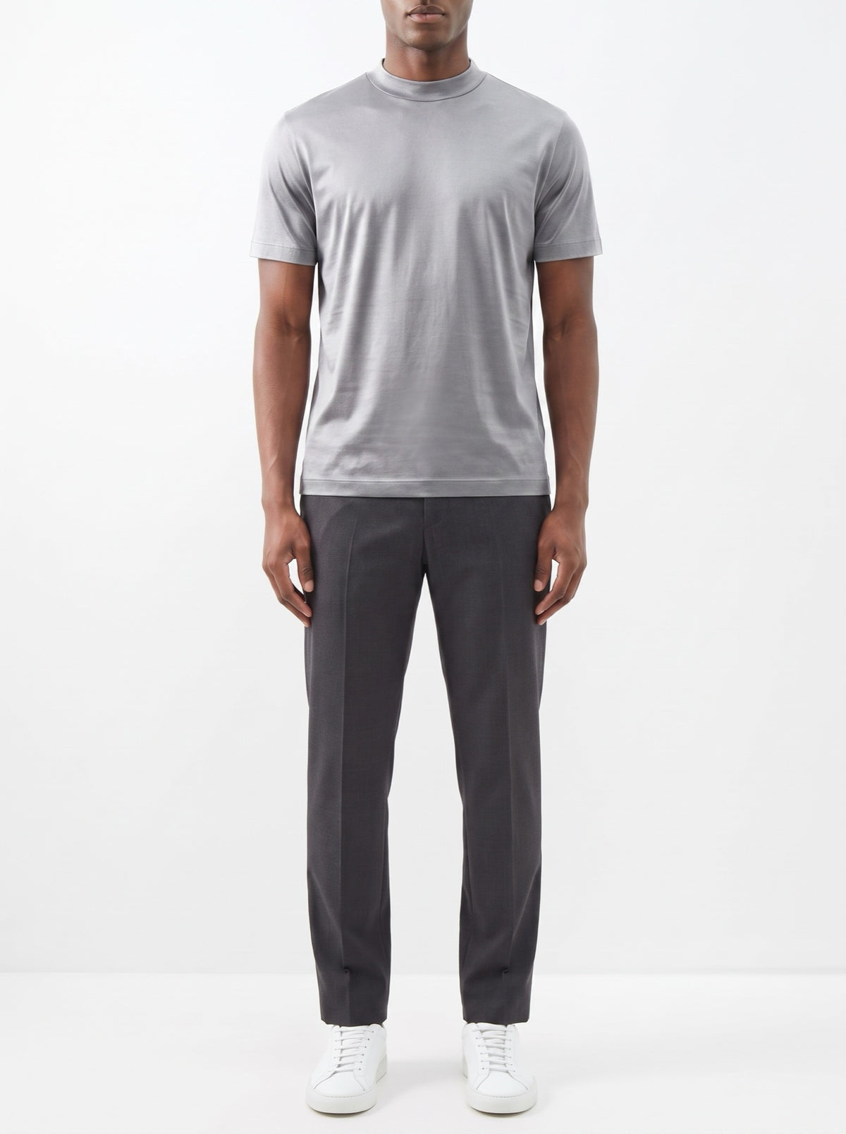 Shiny Crewneck T-Shirt — Silver