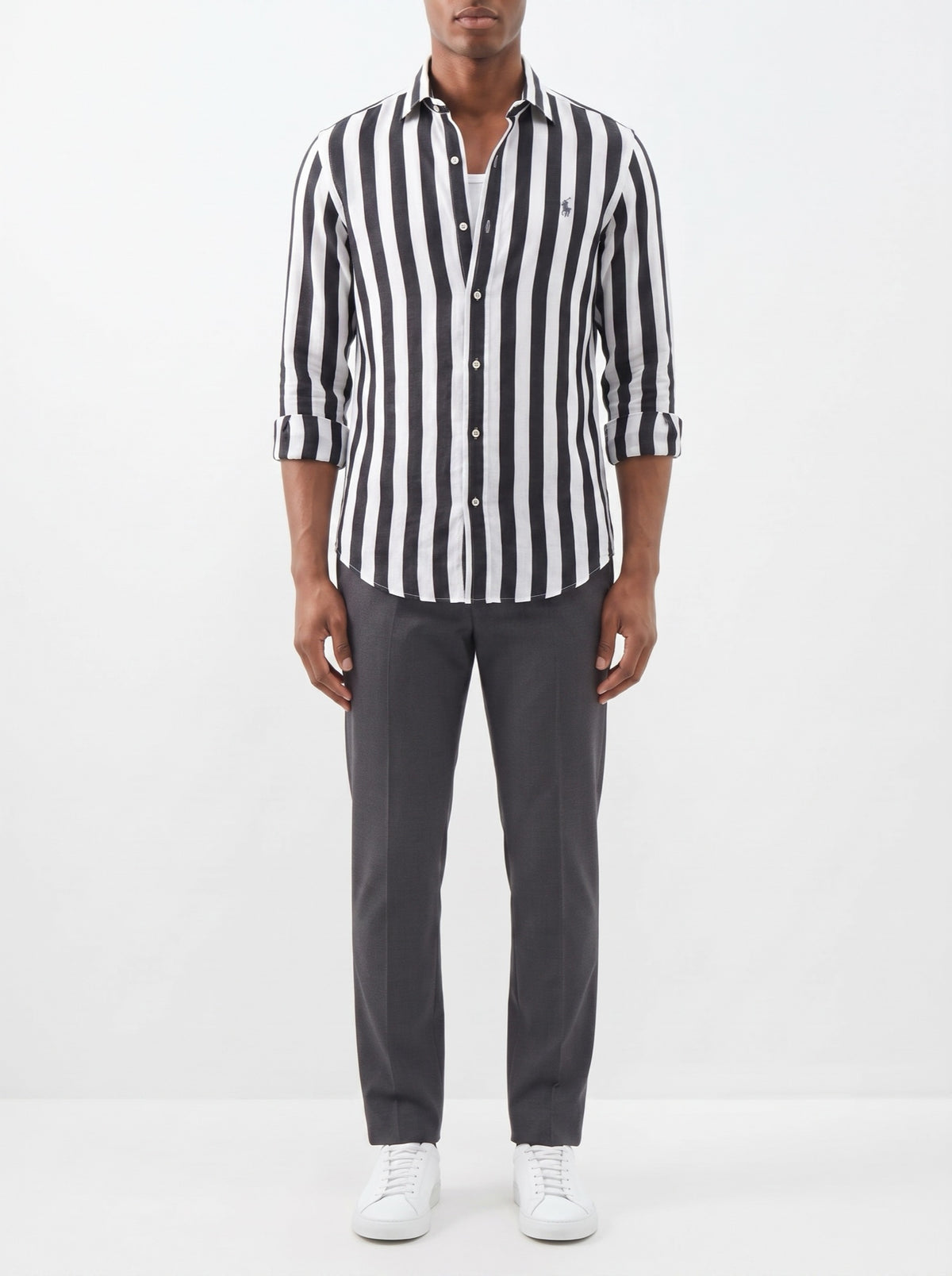 Premium Striped Casual Shirt — Black