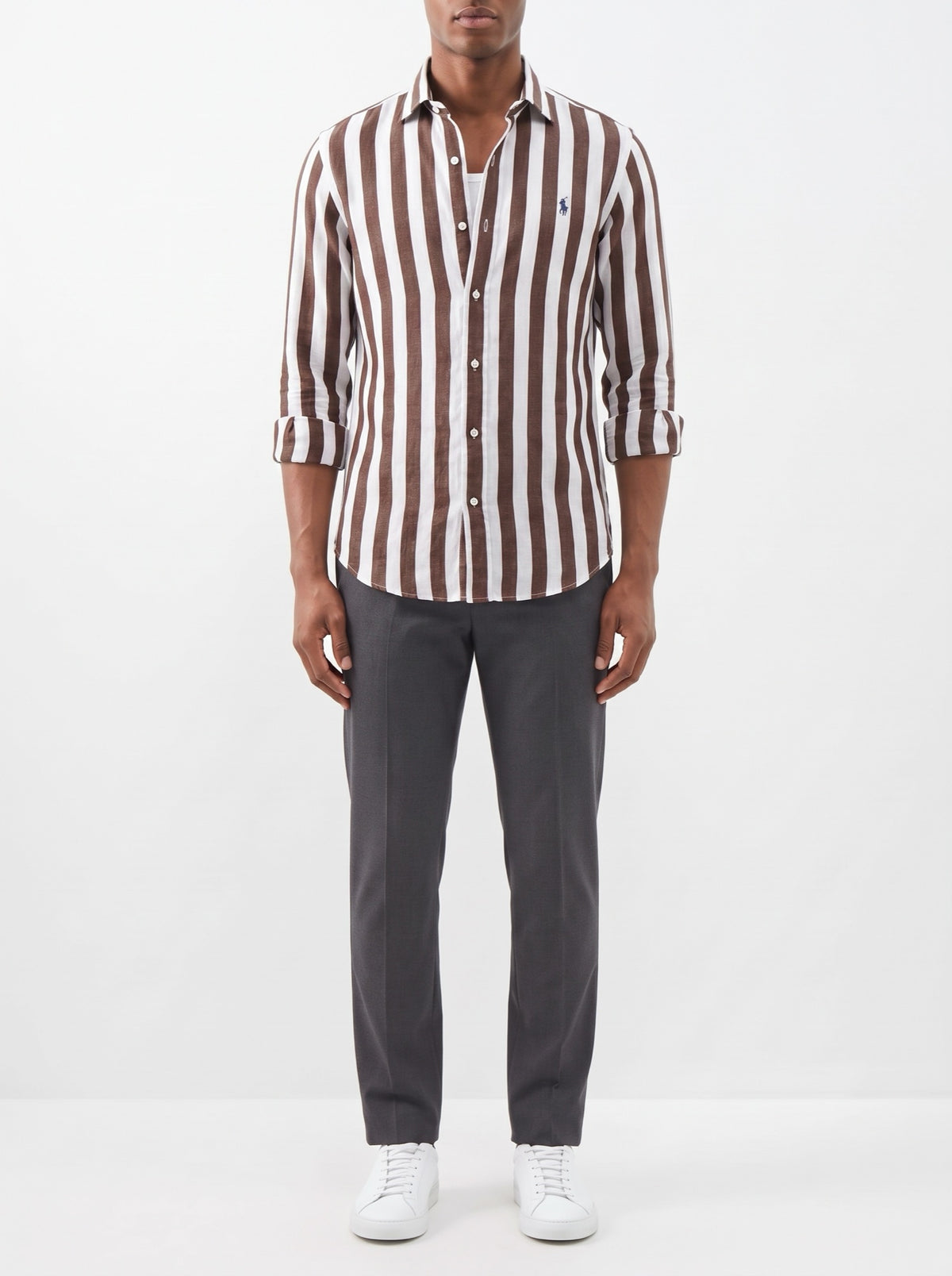 Premium Striped Casual Shirt — Brown