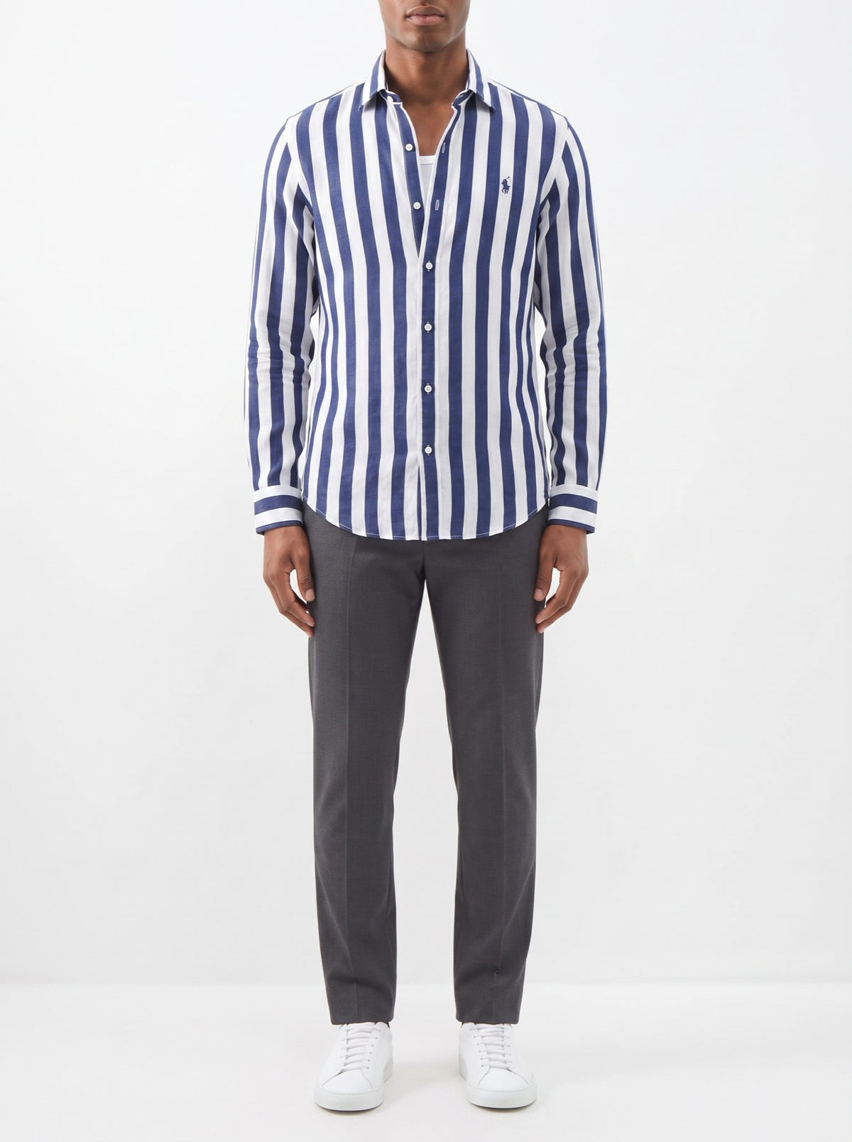 Premium Striped Casual Shirt — Navy