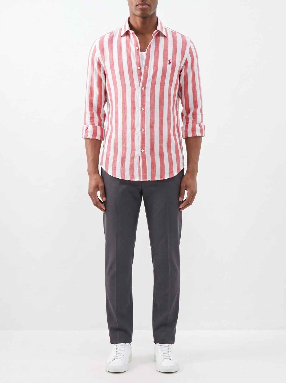 Premium Striped Casual Shirt — Red