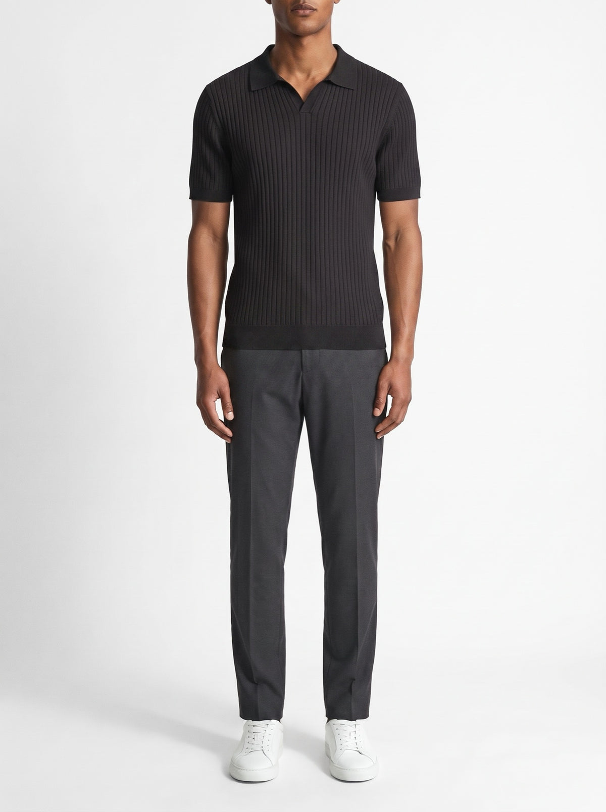 Premium Ribbed Polo Shirt — Black