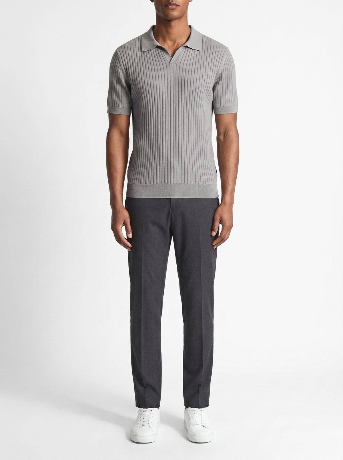 Premium Ribbed Polo Shirt — Gray