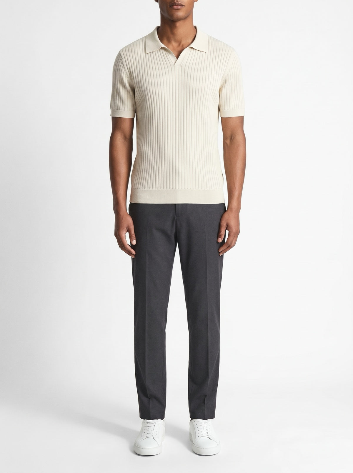 Premium Ribbed Polo Shirt — Ivory