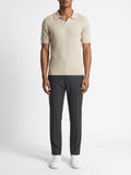 Premium Ribbed Polo Shirt — Beige — front view