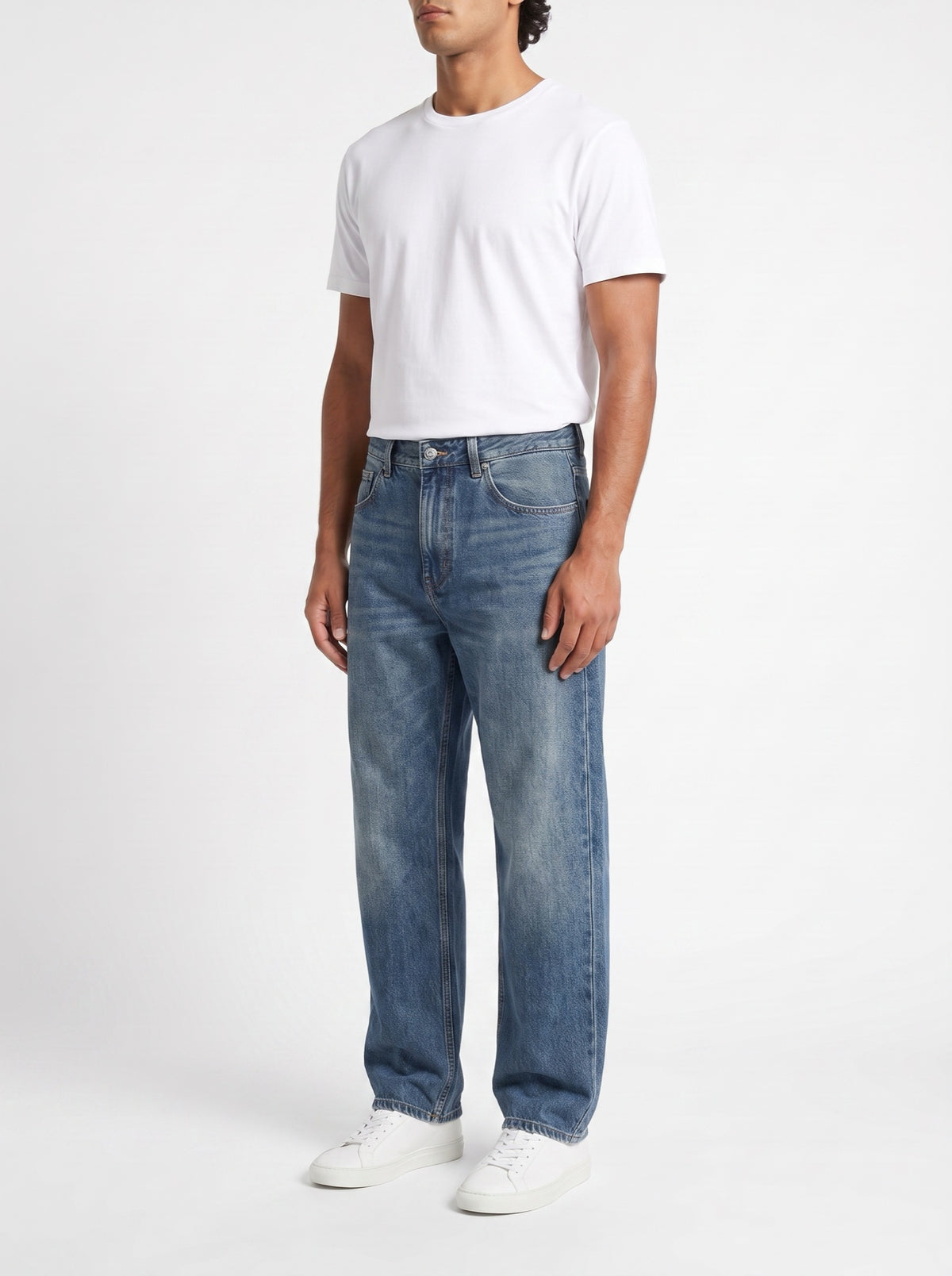 Oversized, Relaxed Vintage Straight-Leg Jeans — three-quarter view
