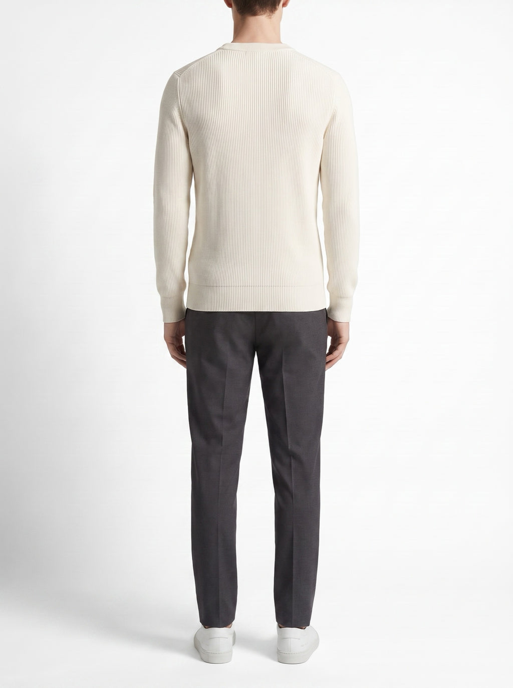 Off-White Crewneck Malfilé English Ribbed Sweater — back view