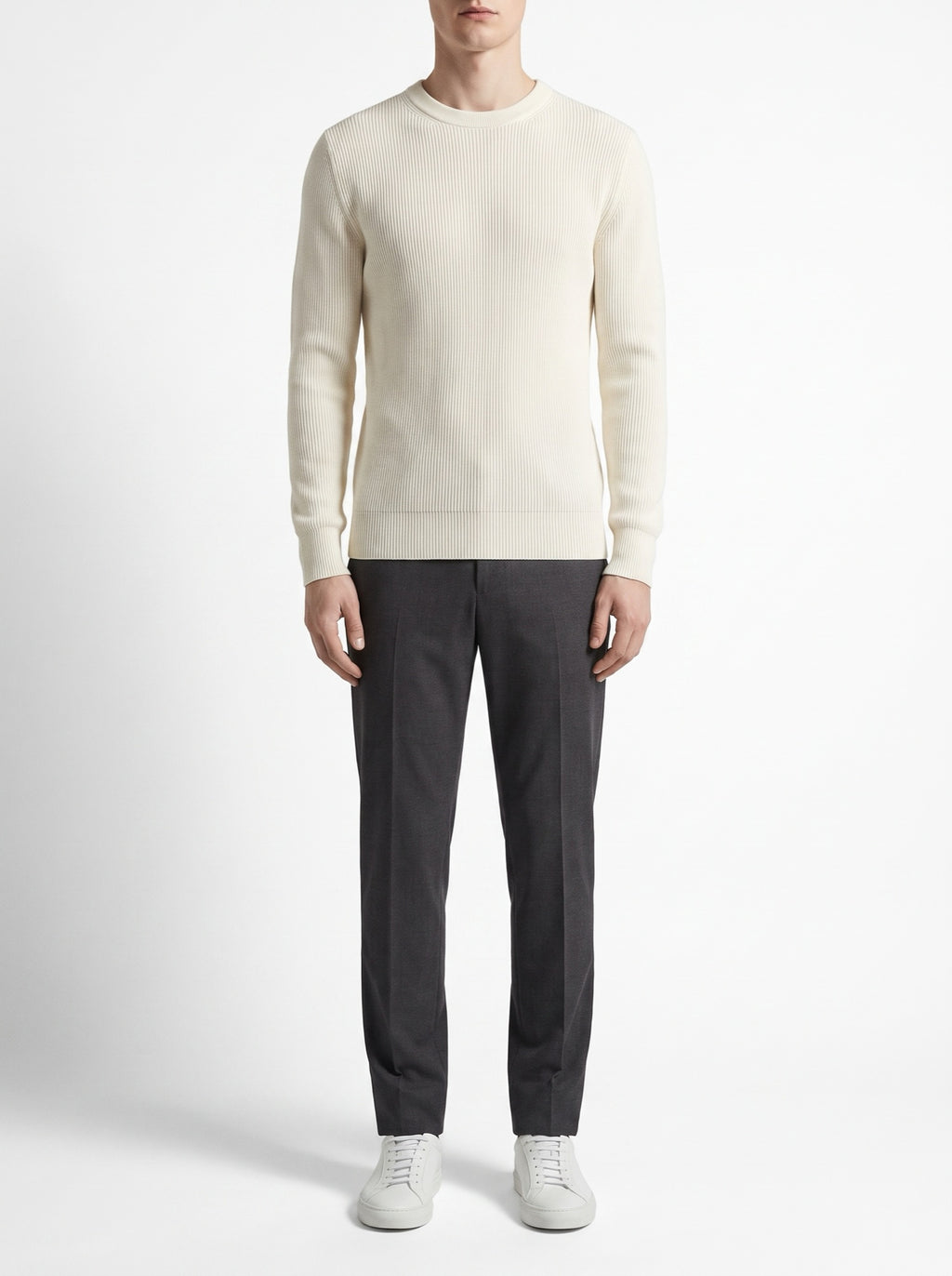Off-White Crewneck Malfilé English Ribbed Sweater — front view