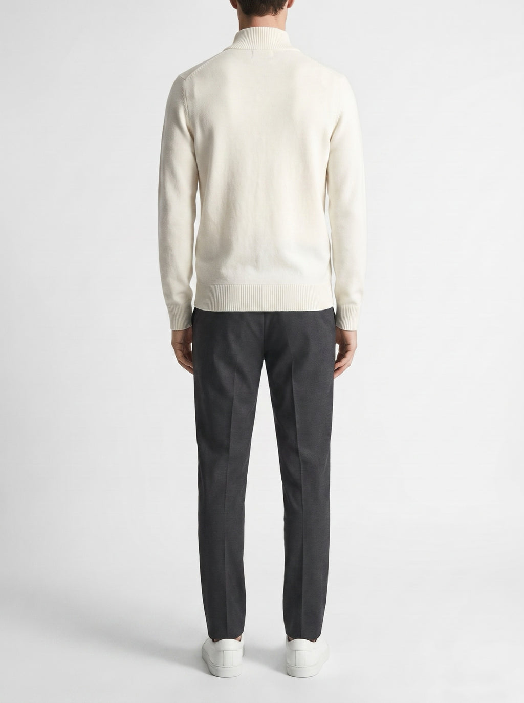 Off-white classic zip cardigan — back view