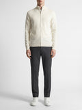 Off-white classic zip cardigan — front view