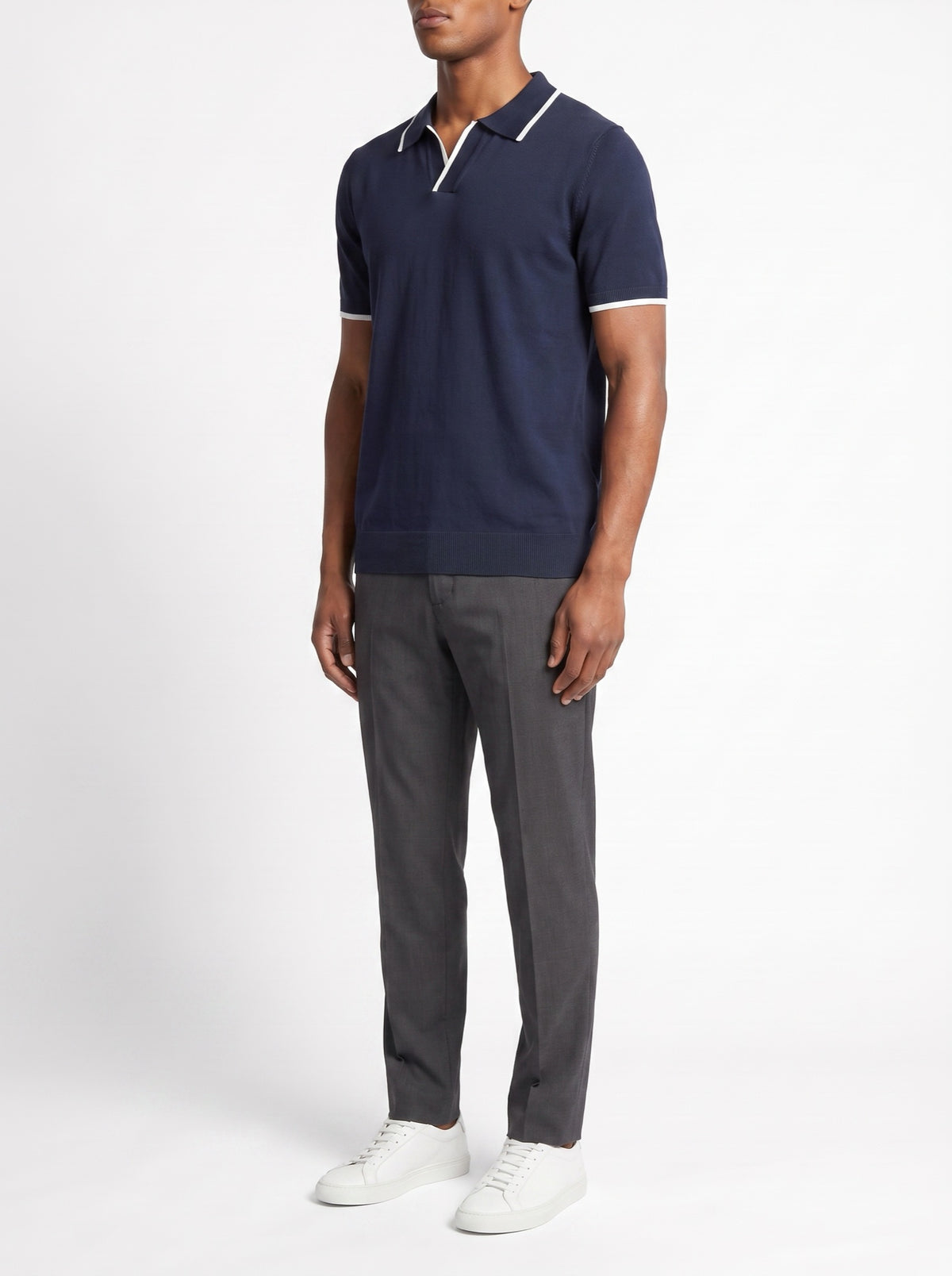 Monaco Edge Polo — Navy — three-quarter view