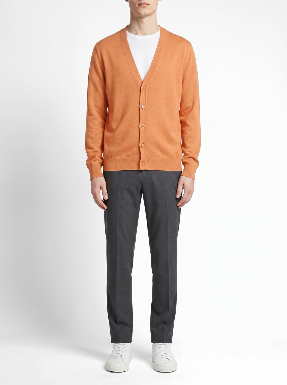 Mo Maike Essential V-Neck Knitted Cardigan — Apricot