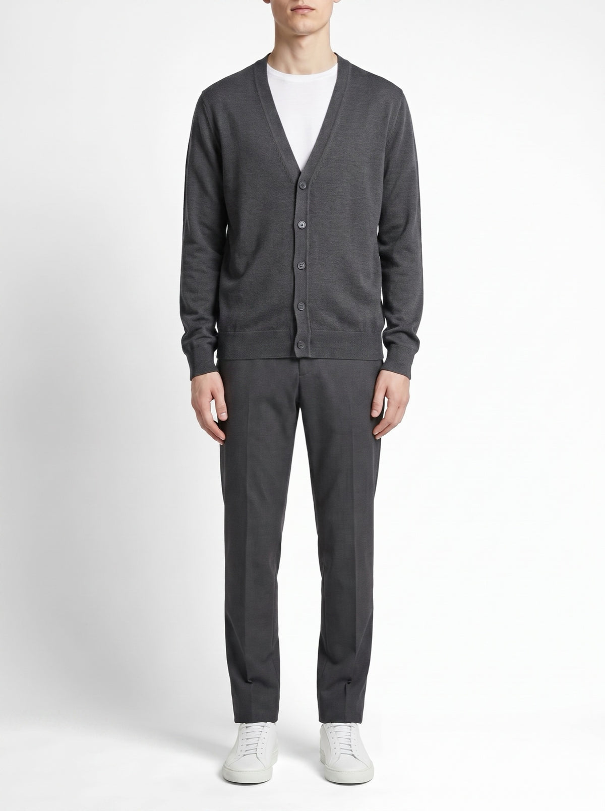 Mo Maike Essential V-Neck Knitted Cardigan — Dark Gray