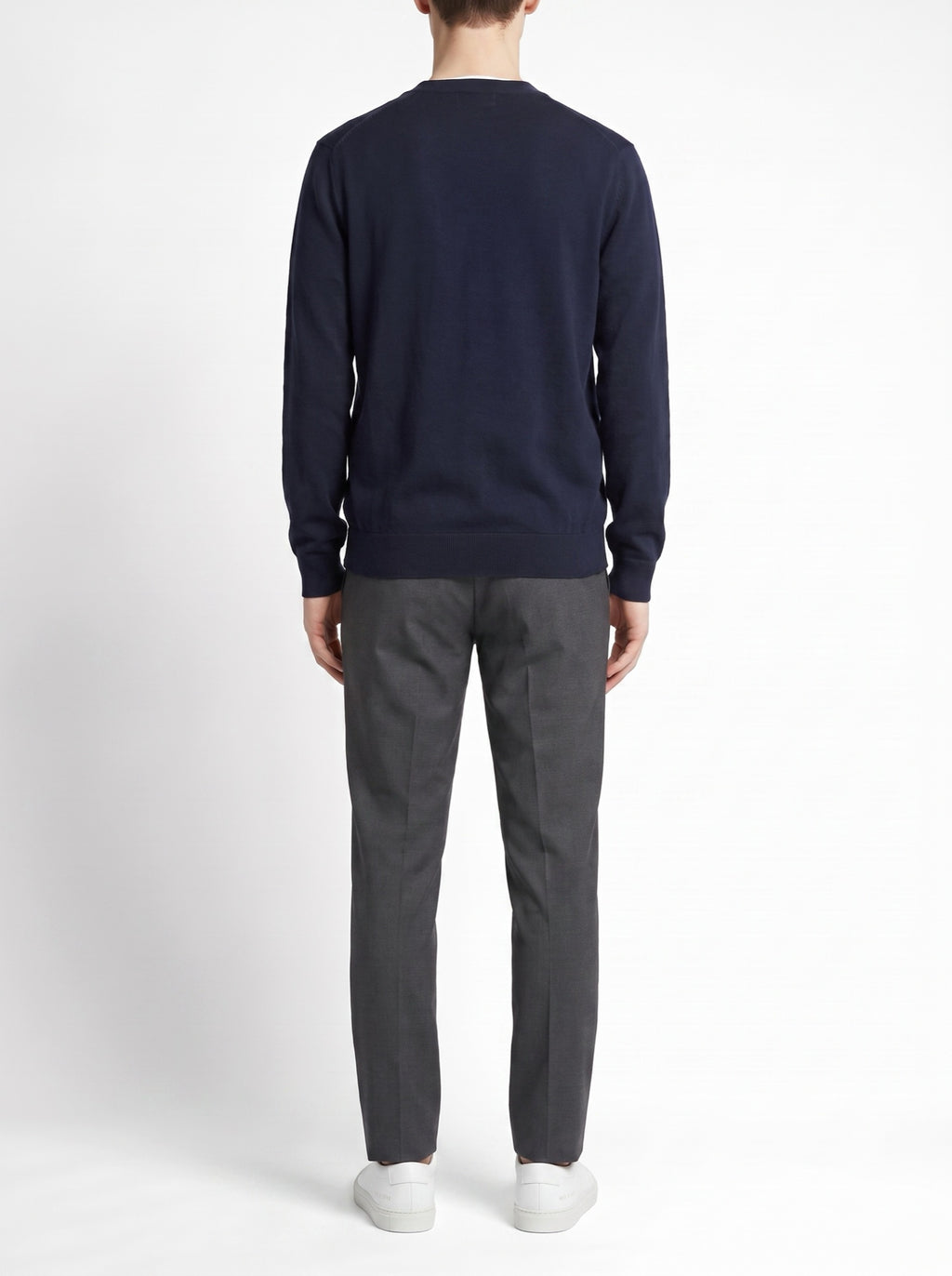 Mo Maike Essential V-Neck Knitted Cardigan — Navy — back view