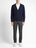 Mo Maike Essential V-Neck Knitted Cardigan — Navy — front view