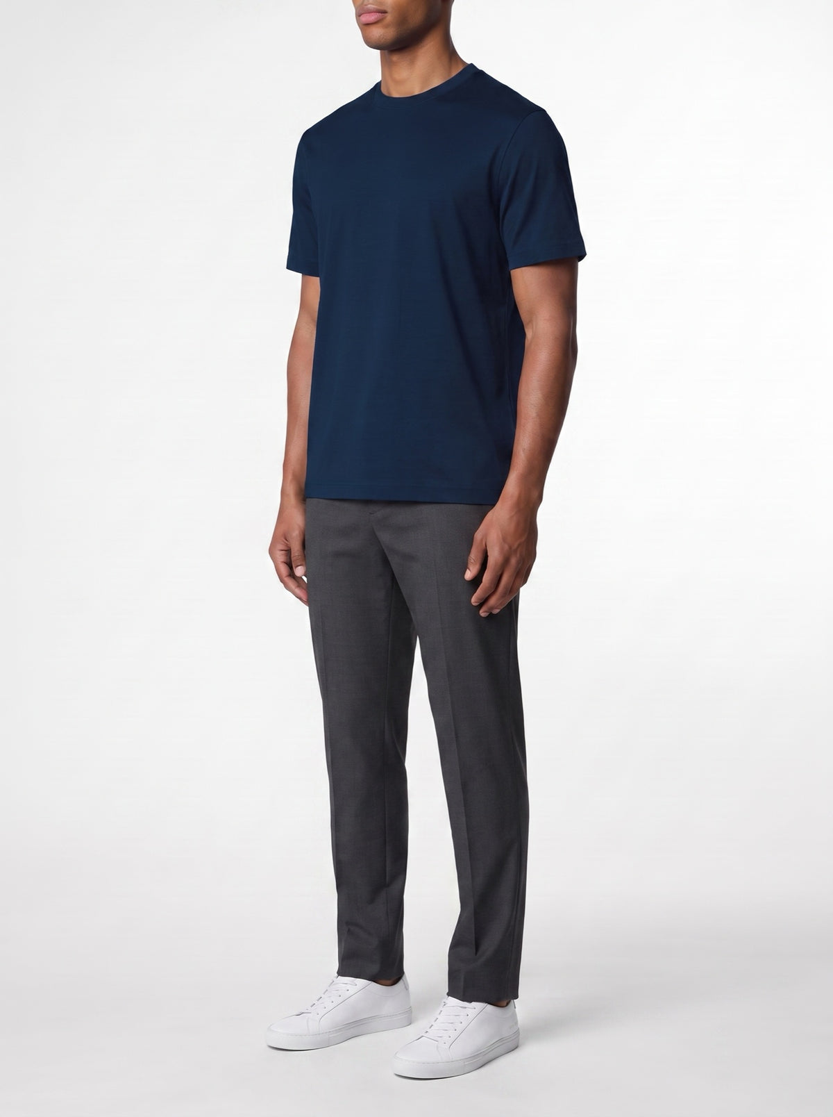 Luxury T-Shirt – Navy Blue — three-quarter view