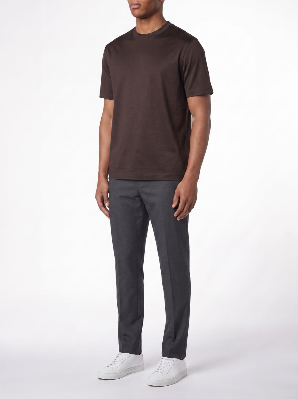 Luxury T-Shirt – Brown — three-quarter view