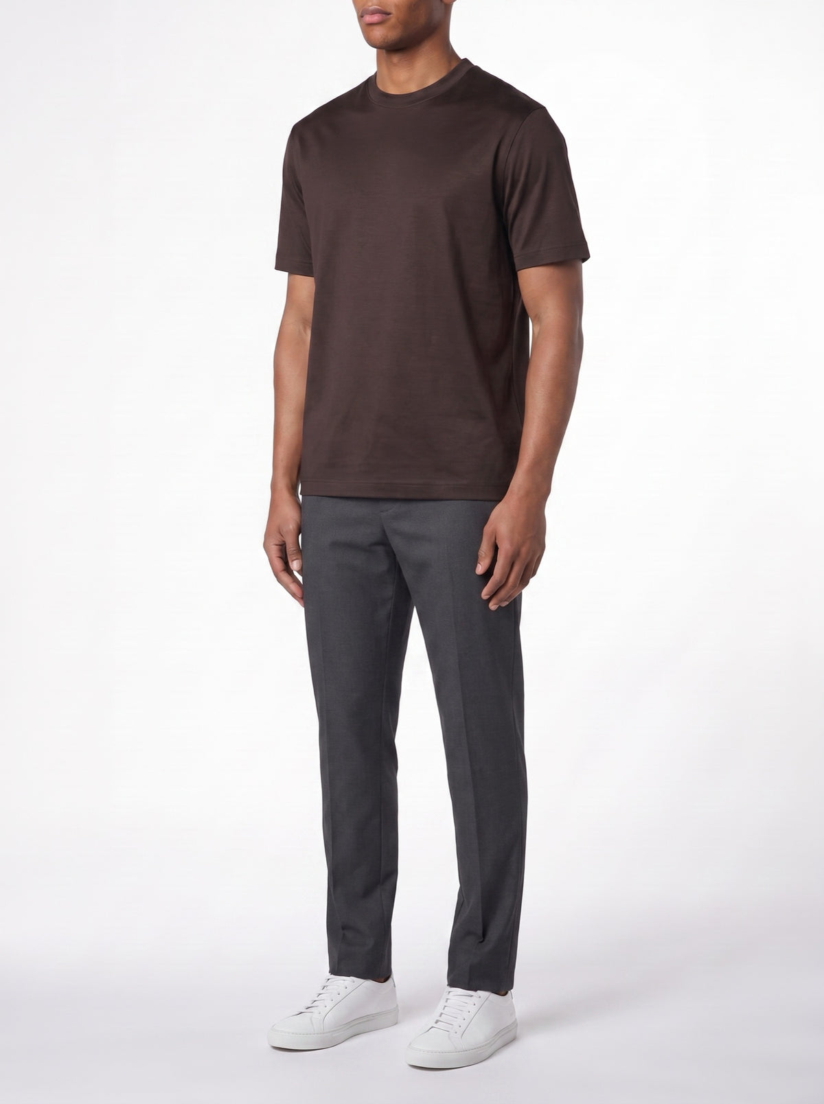 Luxury T-Shirt – Brown — three-quarter view