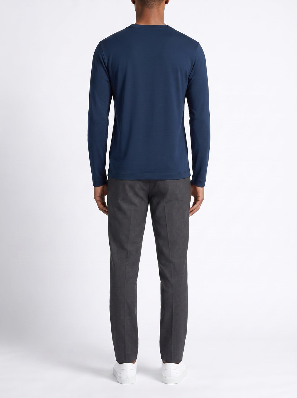 Luxury Long-Sleeve T-Shirt – Navy — back view