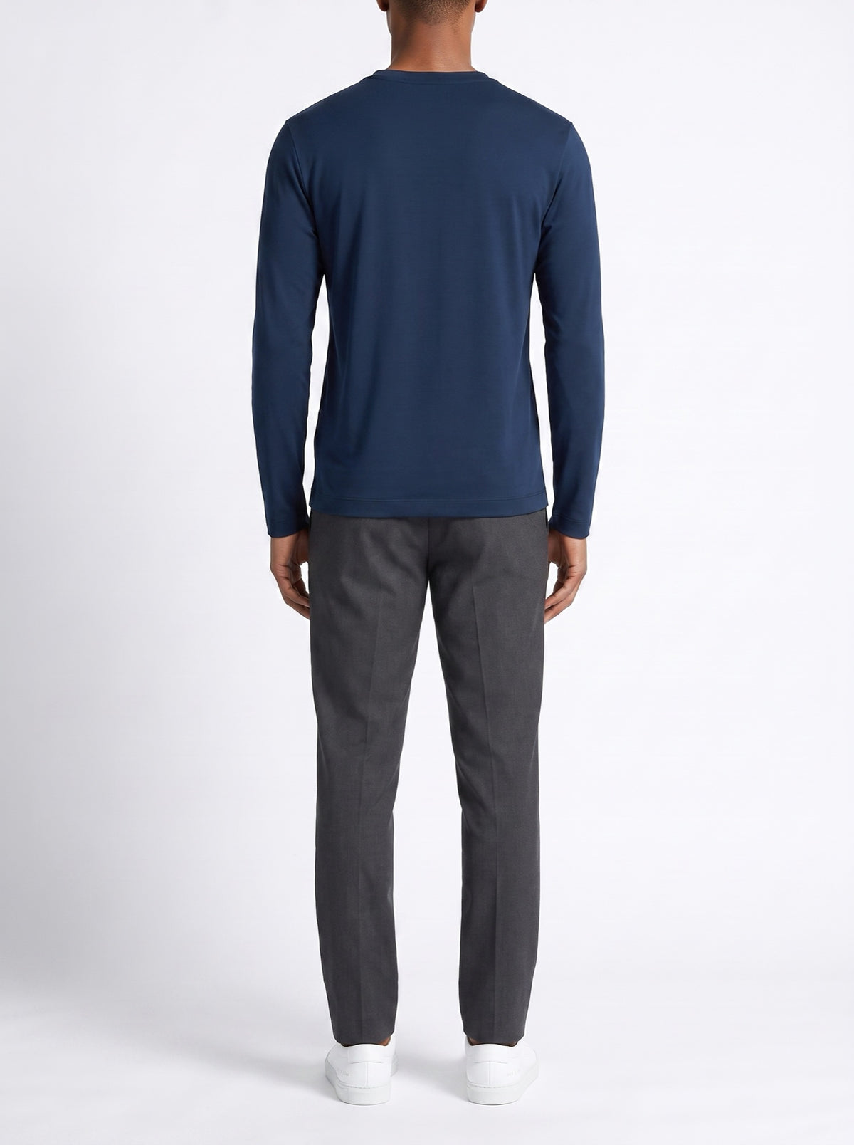 Luxury Long-Sleeve T-Shirt – Navy — back view